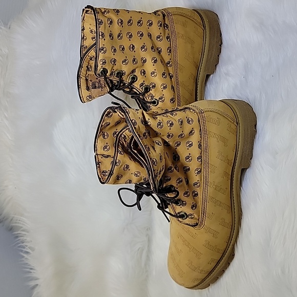 TIMBERLAND est 1973 Waterproof Men Roll up Camel Timberland Logo Print Size 9M - Picture 7 of 13